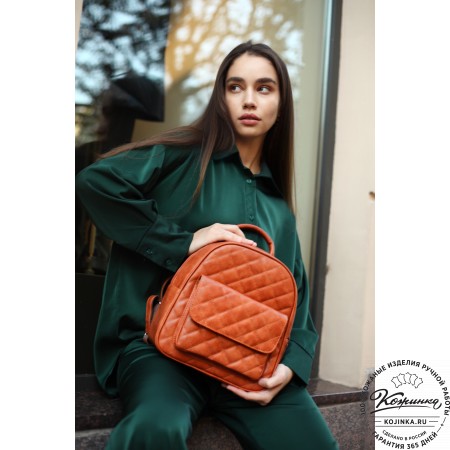 Женский кожаный рюкзак "Гермиона" (рыжий)